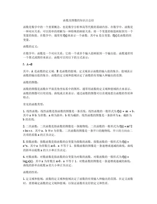 函数及图像的知识点总结