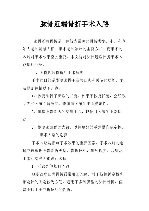 肱骨近端骨折手术入路