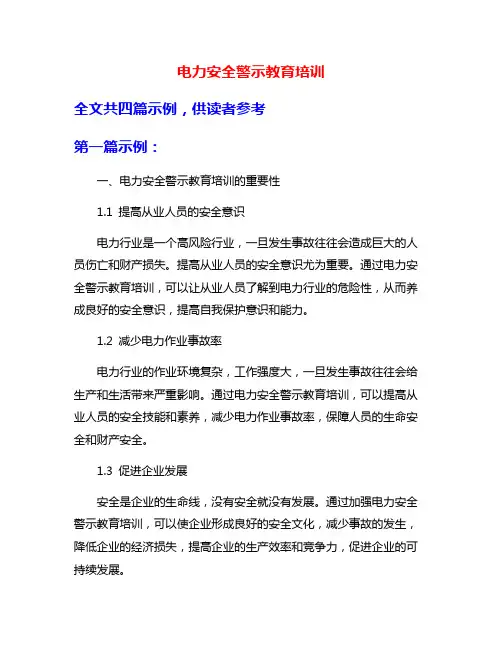电力安全警示教育培训