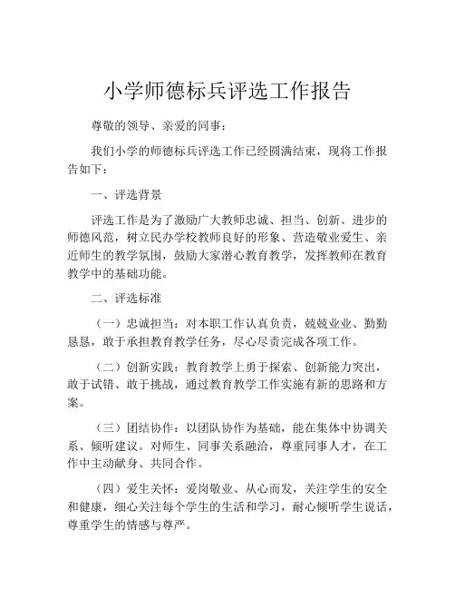 小学师德标兵评选工作报告