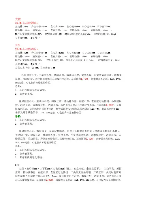 正常心脏超声报告模板