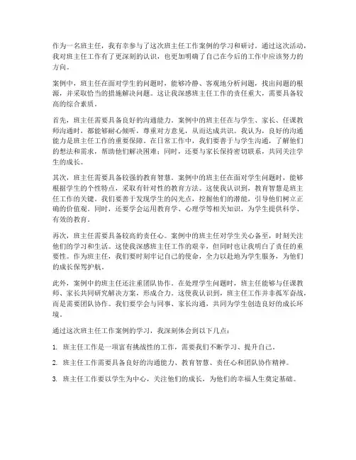 班主任工作案例感想