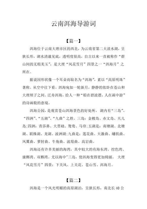 云南洱海导游词