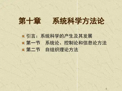 自然辩证法科学技术哲学第十章系统科学方法论