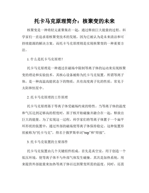 托卡马克原理简介：核聚变的未来