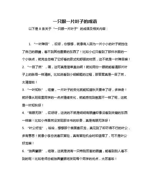 一只眼一片叶子的成语