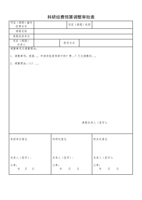 科研经费预算调整审批表