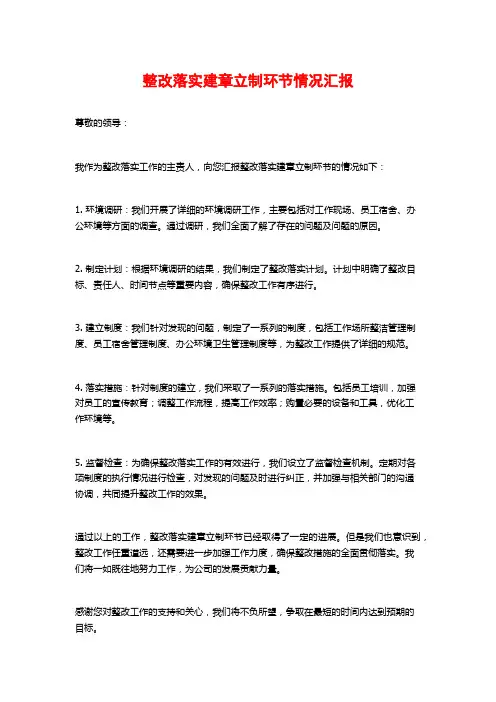 整改落实建章立制环节情况汇报