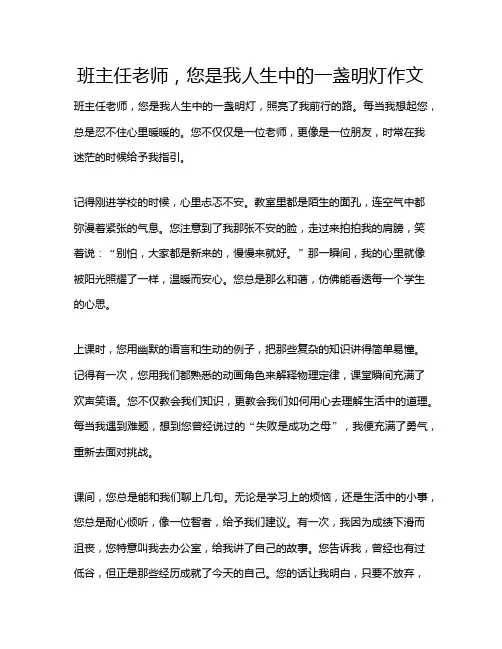 班主任老师,您是我人生中的一盏明灯作文