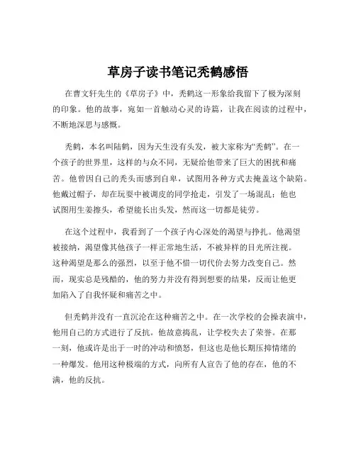草房子读书笔记秃鹤感悟