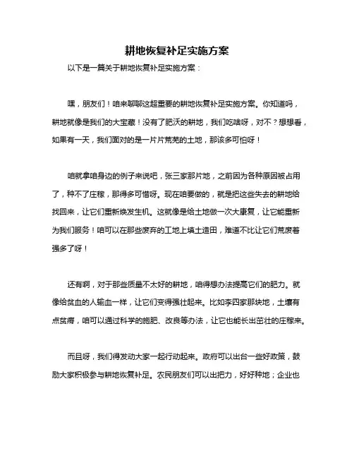 耕地恢复补足实施方案