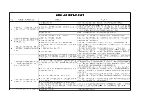 隧道施工九条规定检查重点及相关要求
