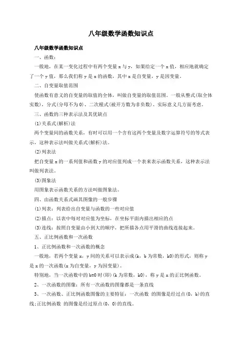 八年级数学函数知识点
