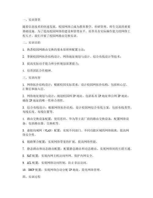 校园网路由交换实训报告