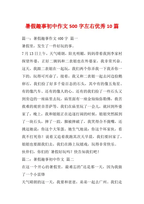 暑假趣事初中作文500字左右优秀10篇_1