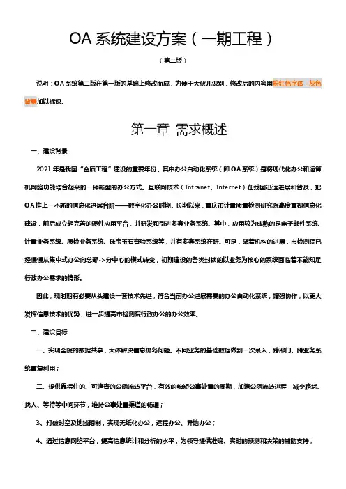 办公自动化系统OA系统建设方案