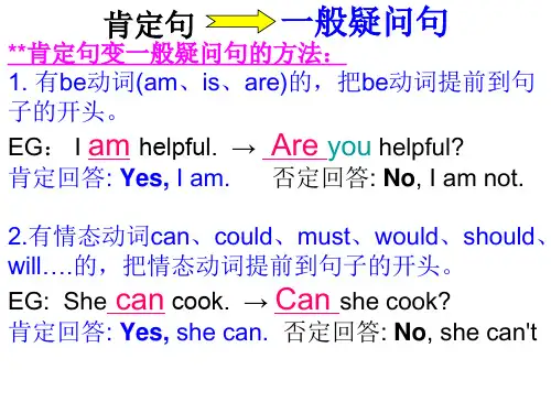 肯定句变一般疑问句