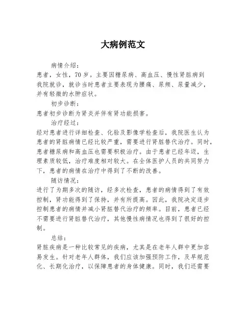 大病例范文3篇