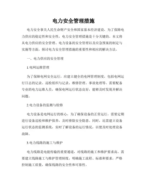 电力安全管理措施