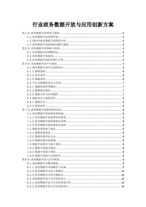 政府行业政务数据开放与应用创新方案