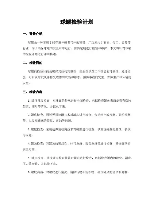 球罐检验计划