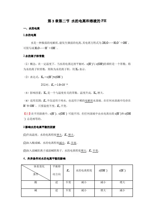 水的电离和溶液的pH教学设计