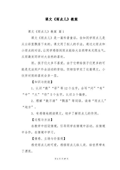 课文《雨点儿》教案
