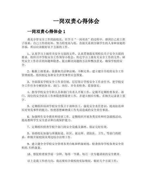 一岗双责心得体会