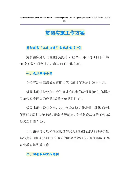 贯彻实施工作方案