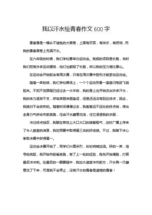我以汗水绘青春作文600字