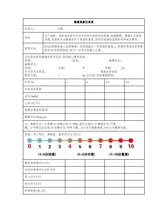 镇痛观察记录表