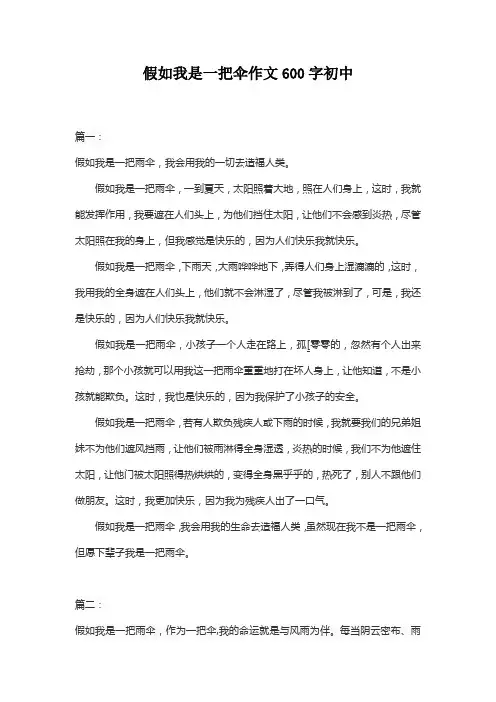 假如我是一把伞作文600字初中