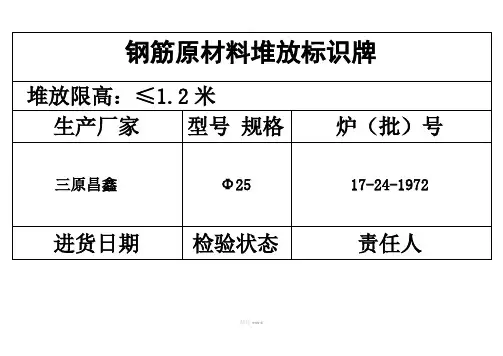 钢筋原材料堆放标识牌