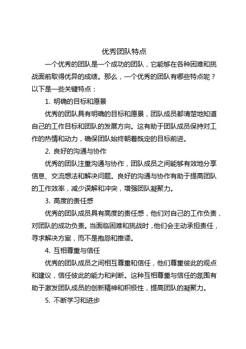 优秀团队特点