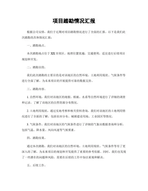 项目踏勘情况汇报