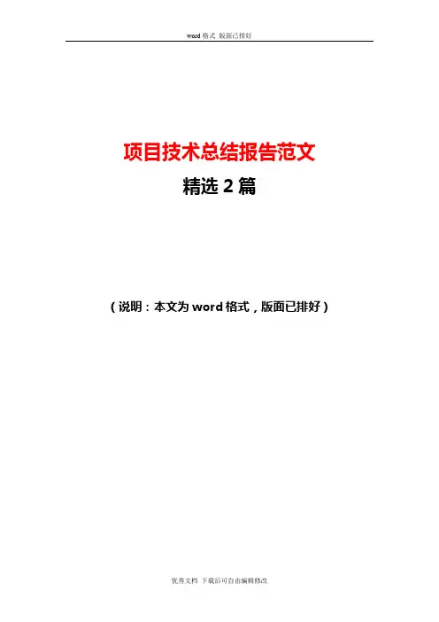 项目技术总结报告范文(最新)