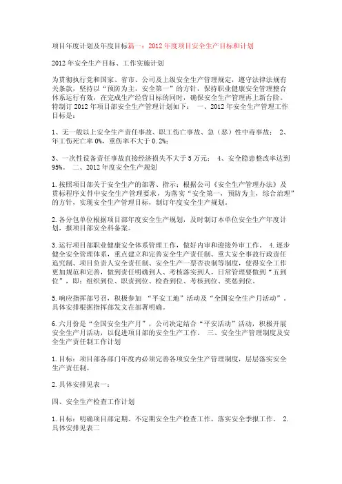 项目年度计划及年度目标【精品文档】
