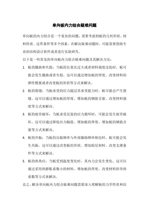 单向板内力组合疑难问题