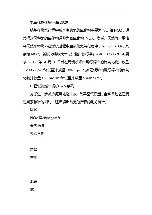 氮氧化物排放标准2020