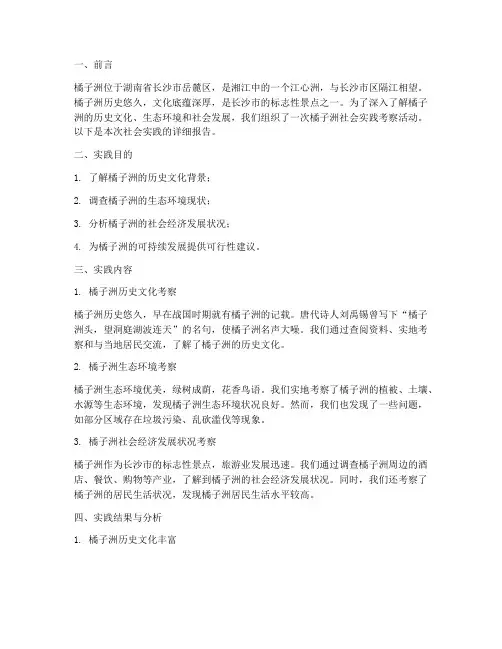 橘子洲社会实践报告