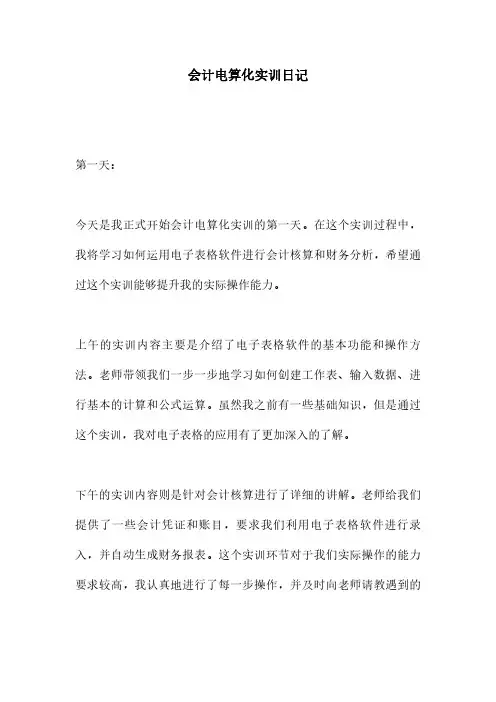 会计电算化实训日记
