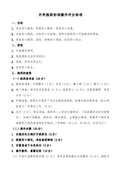 外科换药操作评分标准