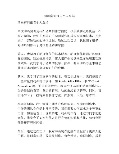 动画实训报告个人总结