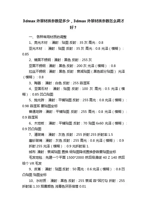 3dmax外景材质参数是多少，3dmax外景材质参数怎么调才好？