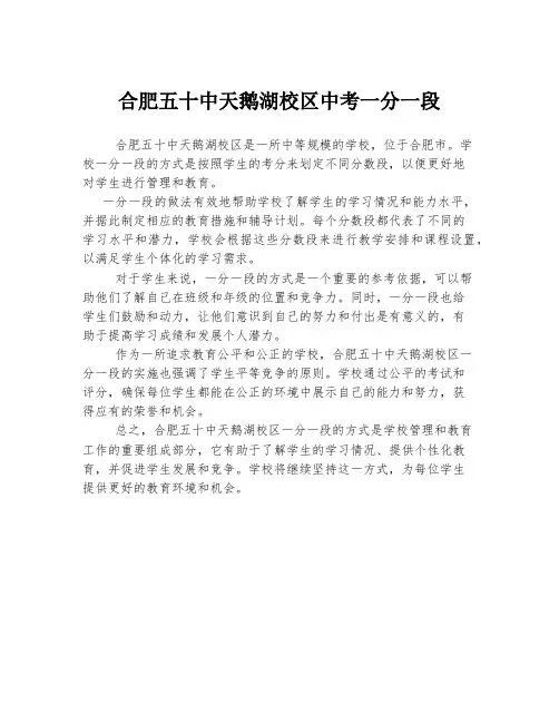 合肥五十中天鹅湖校区中考一分一段