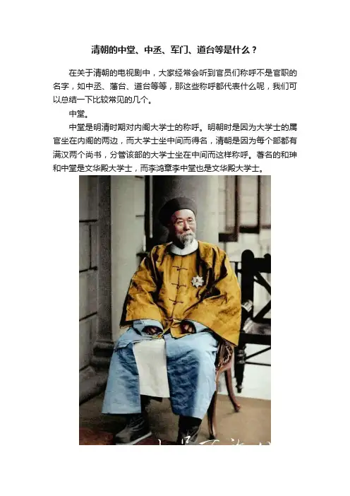 清朝的中堂、中丞、军门、道台等是什么？