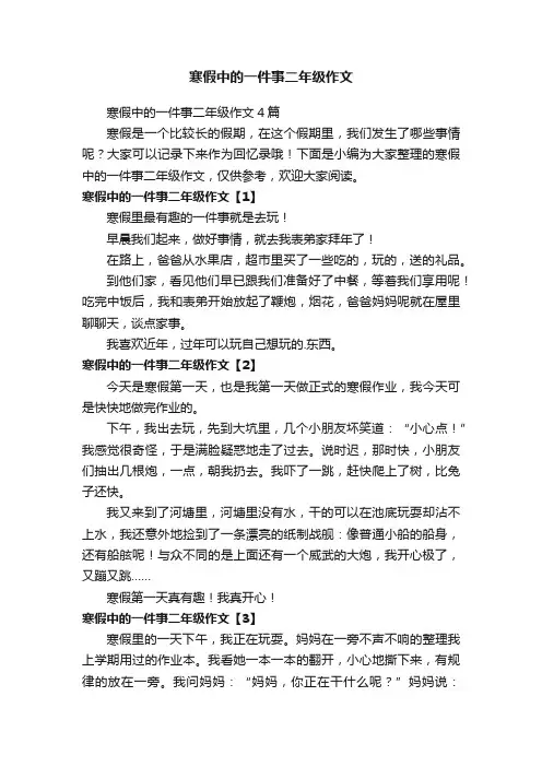 寒假中的一件事二年级作文4篇