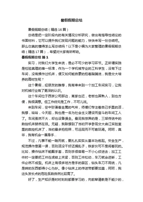 暑假假期总结（精选16篇）