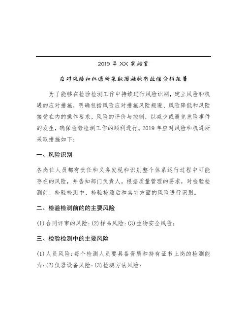 实验室应对风险和机遇所采取措施的有效性分析报告