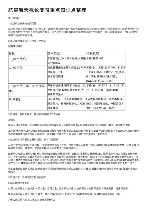 航空航天概论复习重点知识点整理